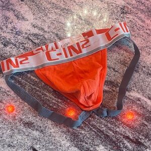 C-IN2 Men's Pop Color Collection Orange and Gray Jockstrap